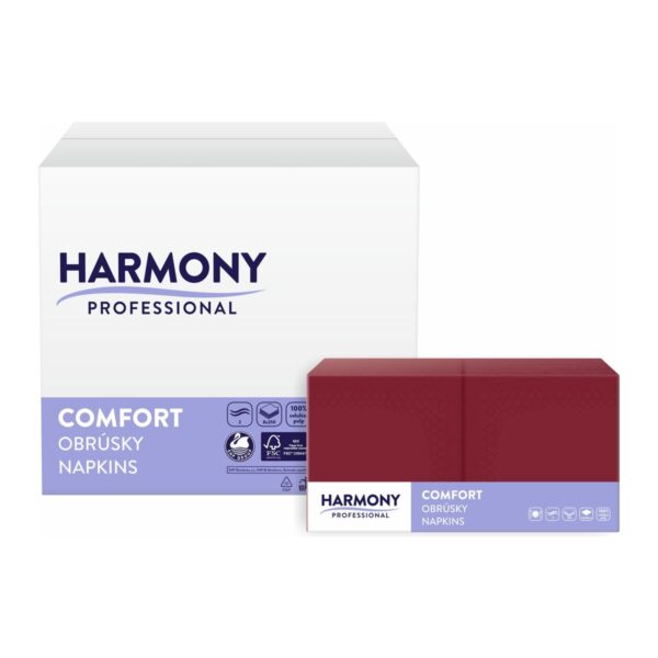 Salvete Harmony Professional Comfort 33 x 33 cm, bordo, dvoslojne, 250 ili 100 kom