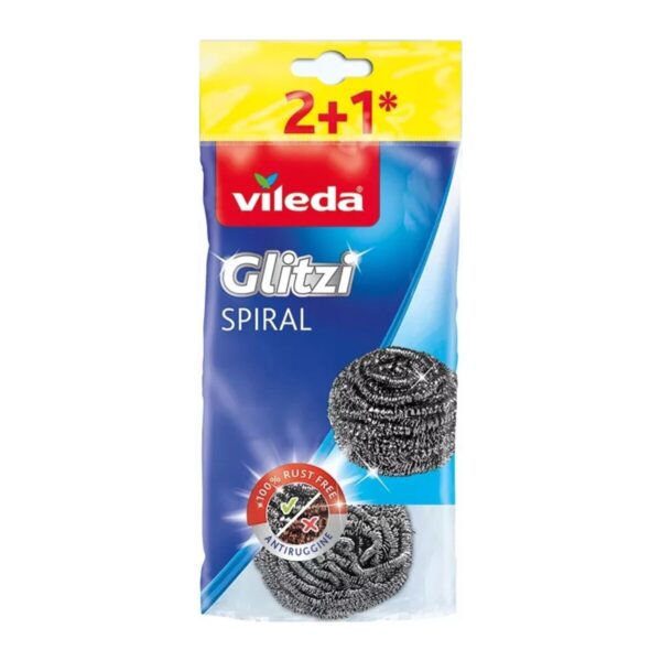 Vileda Glitzi Spiral inox žica za sudove, za zagorele ostatke (2+1 gratis)