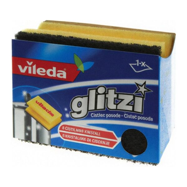 Vileda Glitzi sunđer za posuđe, sa crnim abrazivom za tvrdokorne mrlje, 7 x 9,5 cm